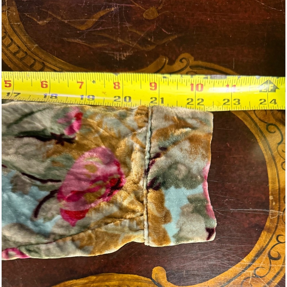 Vtg Soft Surroundings Silk Velvet Blue Pink Floral Button Down Blouse Romantic M - Picture 8 of 10